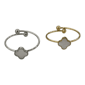 Anillo de acero con nácar