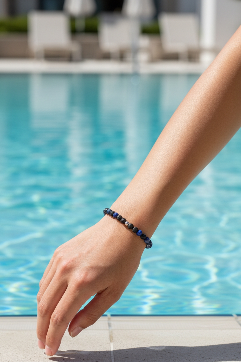 Pulsera elástica de cuentas naturales - Imagen 3